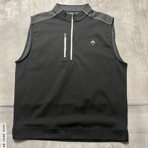 FootJoy FJ Mens Black 1/4 Zip Sleeveless Golf Vest Vest L Polyester Sport Active
